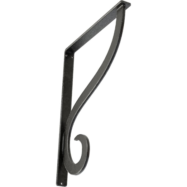 Ekena Millwork Ashford Single, Wrought Iron Bracket, (Single center brace), Antiqued Pewter 1 1/2"W x 12"D x 15"H BKTM01X12X15SASAPW - main